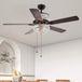 52 Inch Crystal Ceiling Fan With Lights Chrome Chandelier Remote Control Reversible Wood Blades For