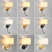 Bedside Wall Lamp With Rotating Spotlight - Modern Fabric Lampshade Reading Sconce For Bedroom Home