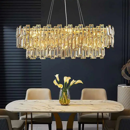 Luxury Golden Crystal Led Ceiling Lamp - Modern Round Chandelier For Dining And Living Rooms