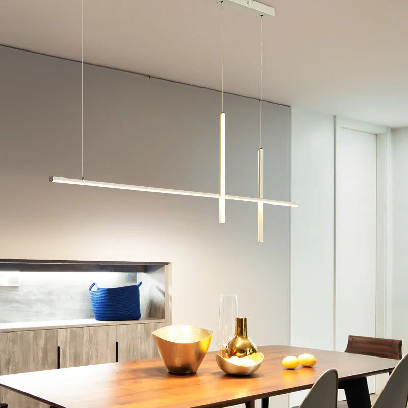 Sleek Dimmable Led Chandelier - Contemporary Lighting For Dining Tables Kitchen And Bar Areas