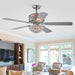 52 Inch Crystal Ceiling Fan With Lights Chrome Chandelier Remote Control Reversible Wood Blades For