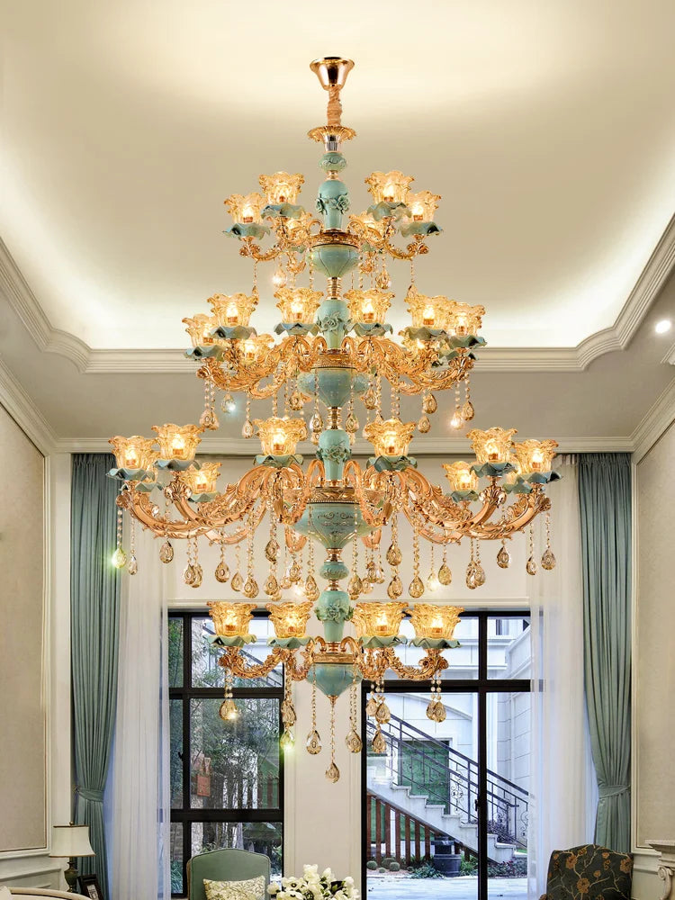 European - Style Duplex Building Chandelier - Elegance For Living Rooms Hotels And Ceramic