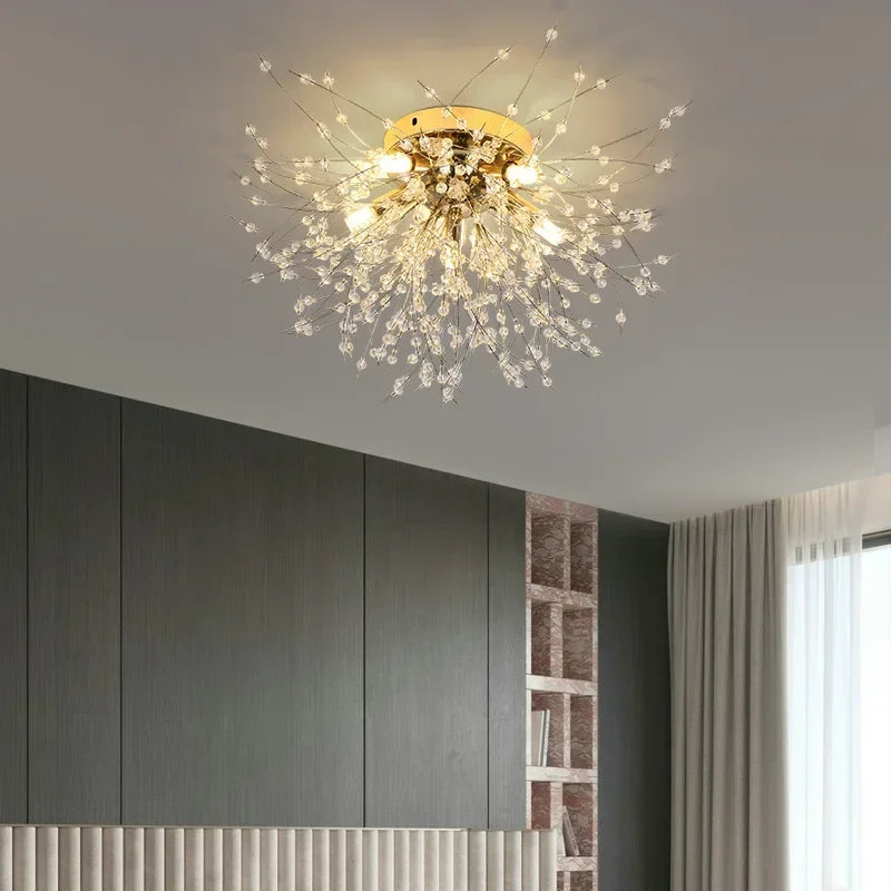 Nordic Dandelion Led Chandelier Ceiling Lamp - Sparkling Ball And Snowflake Lights Perfect For