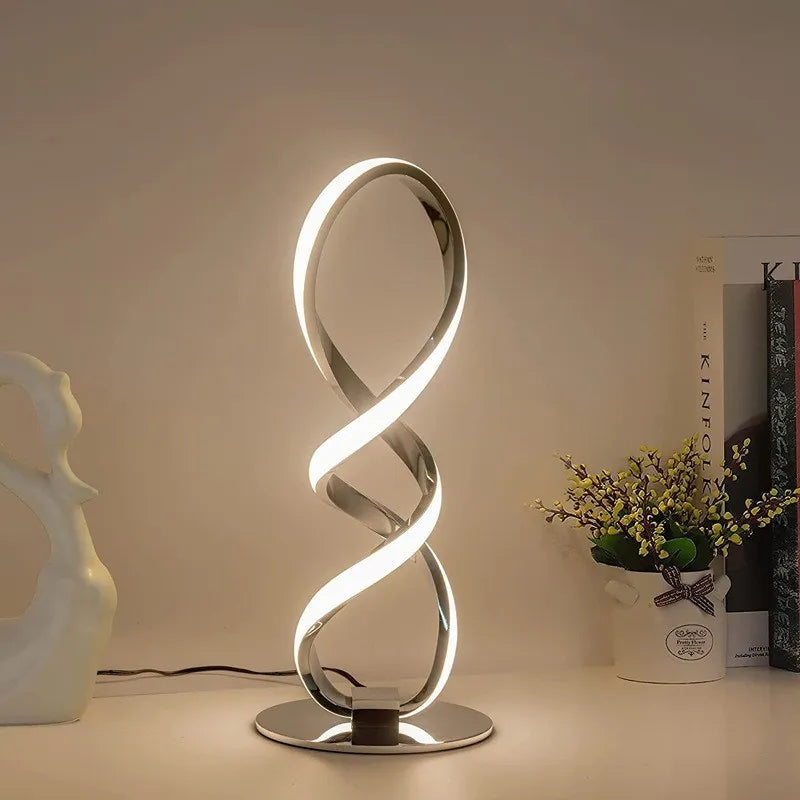 Modern Silver Led Table Lamp - Luxury Adjustable Brightness For Bedroom Study And Home Decoration