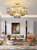 Elegant Modern Crystal Gold Chandelier - Round Smoked Gray Design Perfect For Luxury Living Rooms