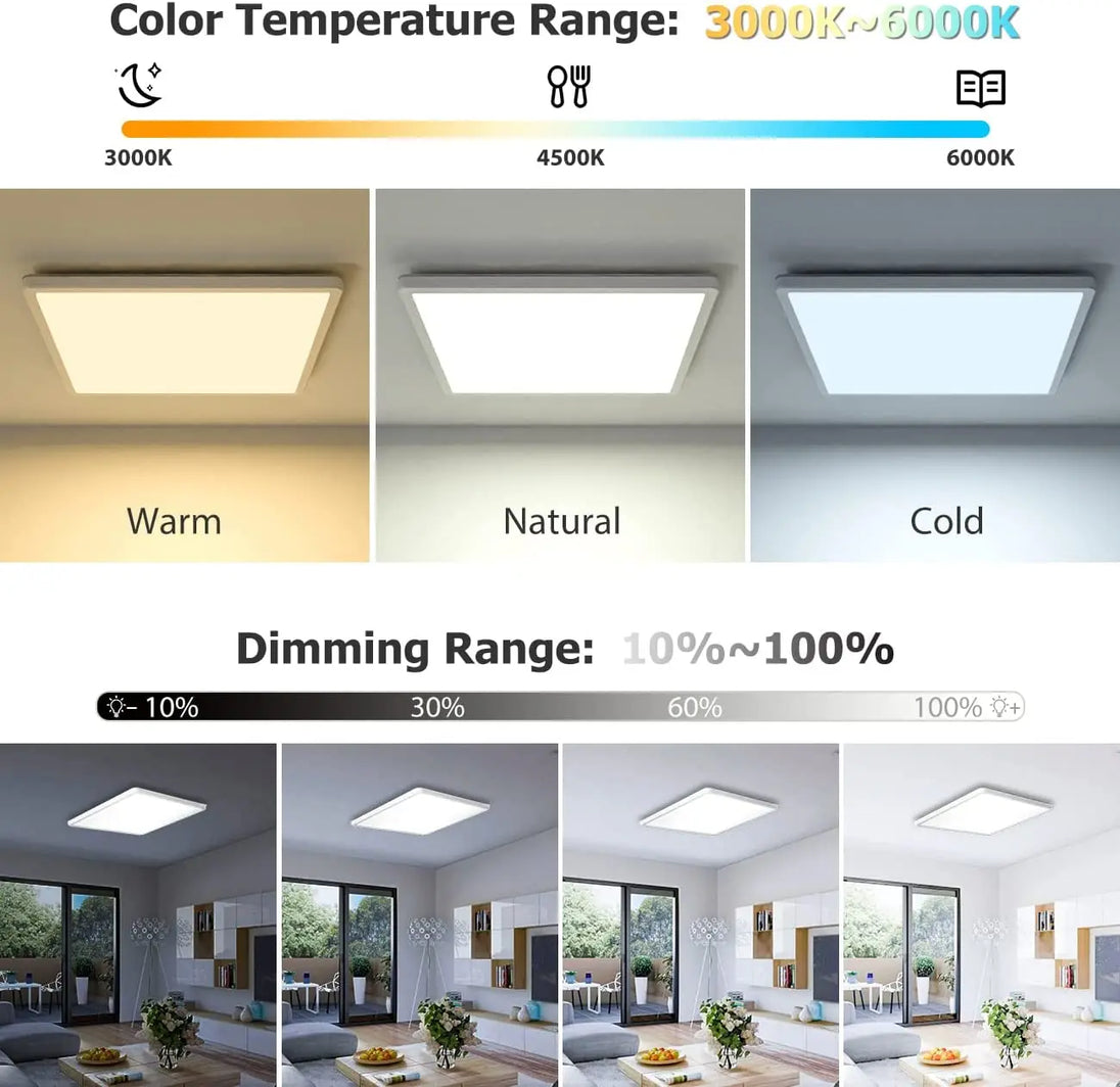 24W Smart Led Ceiling Light - Wifi App Control Double Layer Dimmable Cct Ultrathin Wall Lamp With