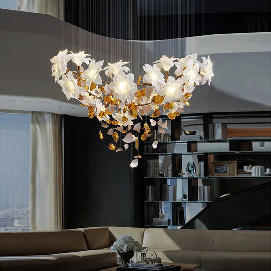 Ruibopad Loft Crystal Ceiling Chandelier - Luxury Hanging Light For Staircases Living Rooms And