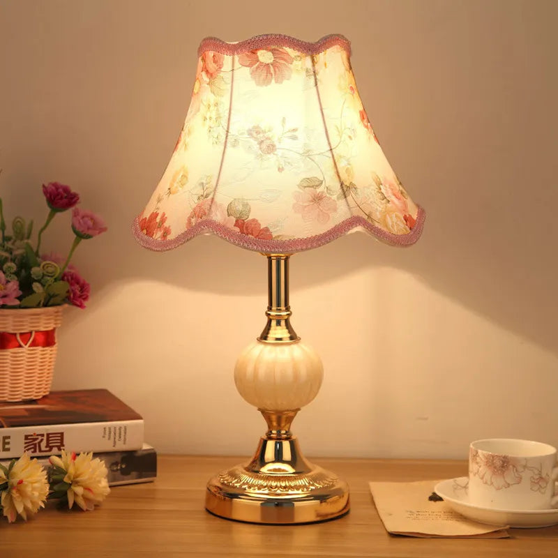 European - Style Glass Desk Lamp - Nordic Bedroom Bedside With Modern Retro Wrought Iron Design