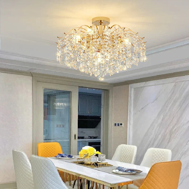 Elegant French Light Luxury Crystal Chandelier - Ideal For Atmosphere In Living And Dining Rooms