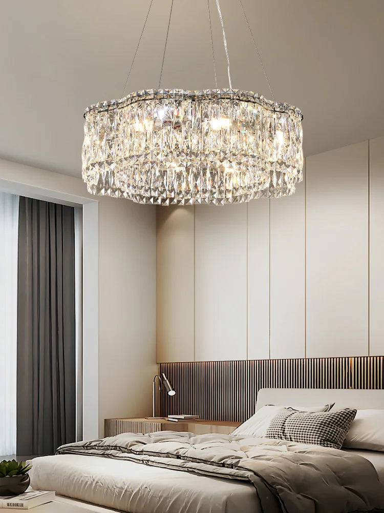 Elegant Chrome Stainless Steel K9 Crystal Chandelier - A Modern Luxury Lighting Fixture For Living