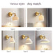 Rotary Brass Ceramic Wall Lamp With Pull Switch - Customizable Led Sconce For Bedroom And Interior