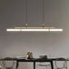 Eden Chandelier - Modern Long Tube Pendant Lamp In Black And Gold With Leather Accents For Kitchen