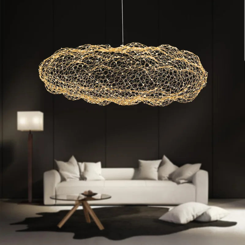 Art Decor Hollow Cloud Pendant Lights - Danish Design Firefly Chandelier For Living Rooms Bedrooms