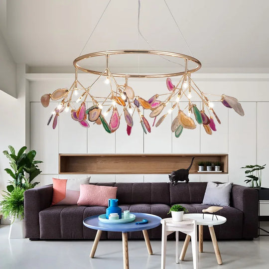 Nordic Colorful Agate Led Ceiling Chandeliers - Illuminate Your Living Dining And Bedroom With