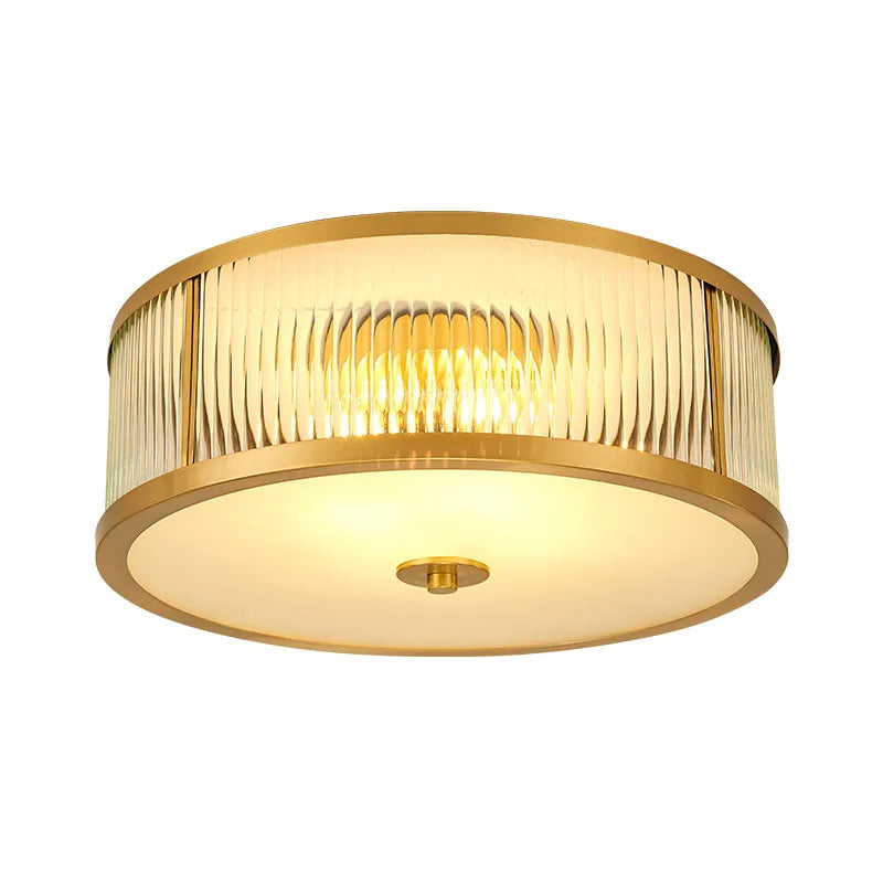 Elegant American Seiko Pure Copper Ceiling Light - Modern Minimalist Led Round Lamp For Bedrooms