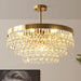 Elegant Round Water Drop Golden Chandelier - A Postmodern Light Luxury Fixture For Living Rooms