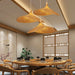 Classic Straw Hat Handmade Bamboo Pendant Lamp - Retro Rattan Led Chandelier For Home Decoration In