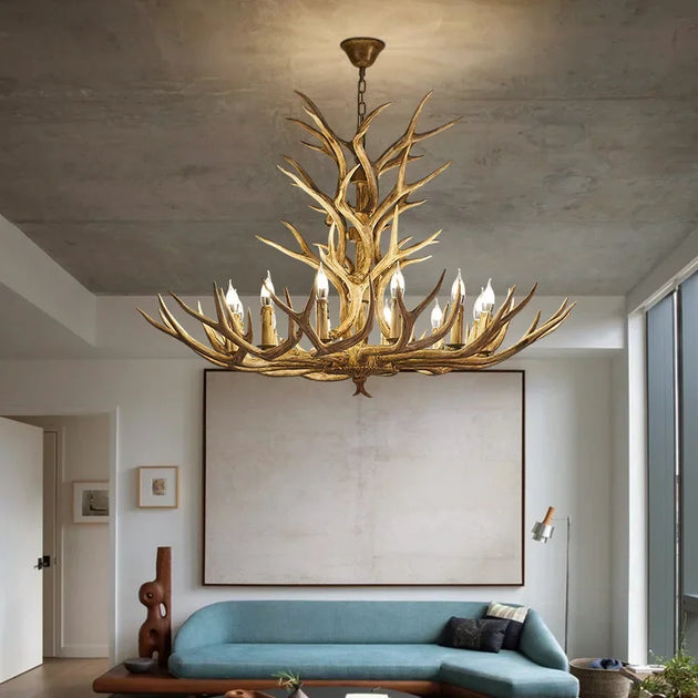 Retro Led Antler Chandeliers - Creative Resin Pendant Lamps For Living Dining Rooms Bars Hotels And