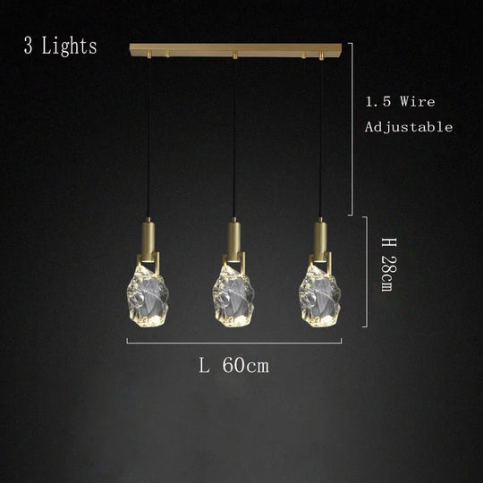 Nordic Pendant Light Gold Luxury Italian Design Crystal Dining Room Kitchen Suspension Indoor