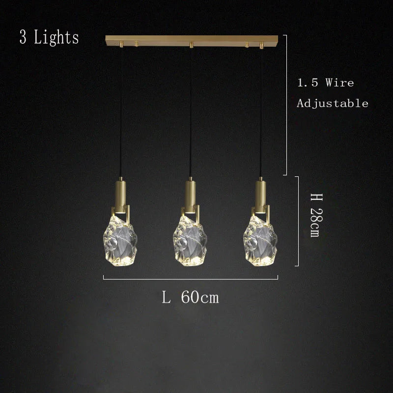 Nordic Pendant Light Gold Luxury Italian Design Crystal Dining Room Kitchen Suspension Indoor