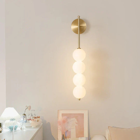 Nordic Wind Gourd Wall Lamp - Minimalist Led Milky White Light For Living Room Study Bedroom