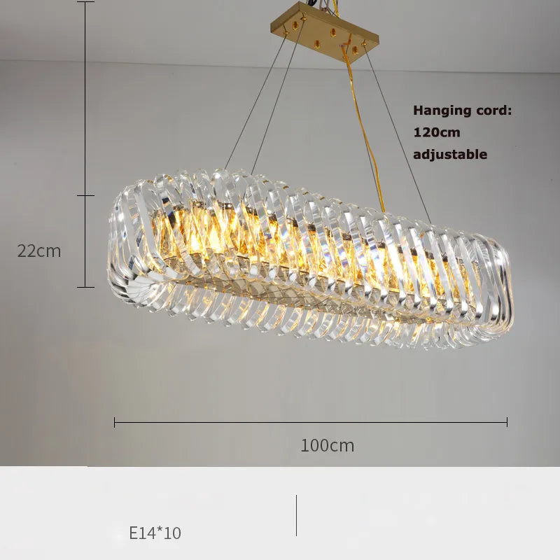 Olivia’s Art Deco Crystal Glass Led Chandelier 100Cm Oval / Gold Frame Warm Light Chandelier