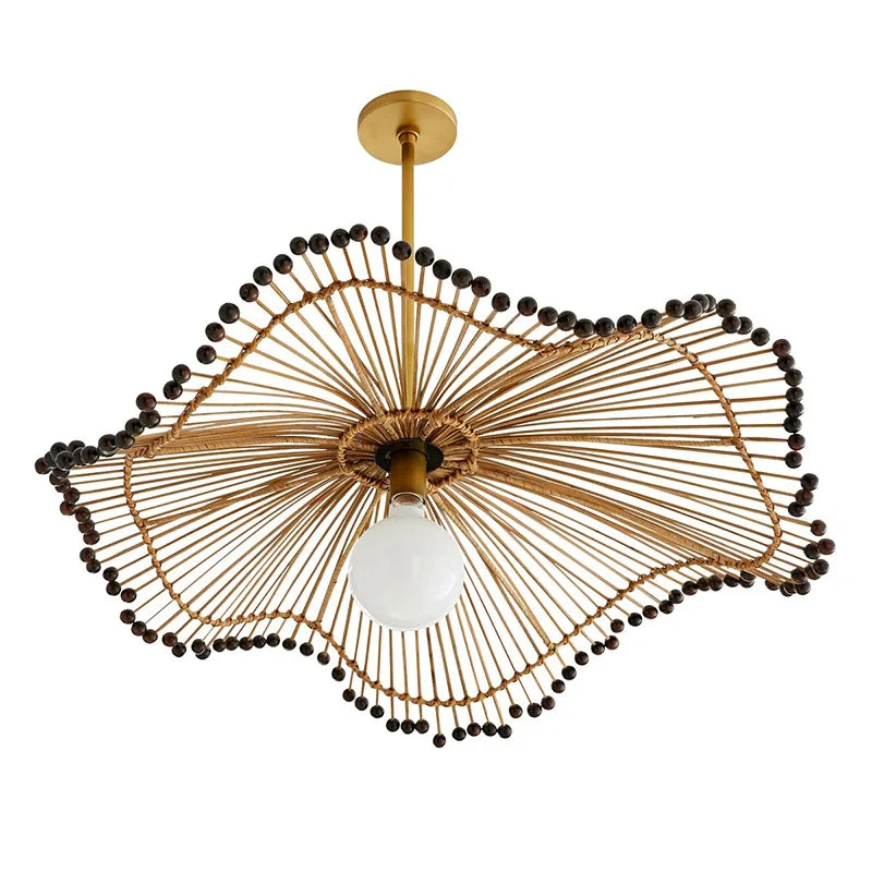 Japanese Bamboo Woven Pendant Lamp - Artistic Rattan Lighting Fixture For Restaurants Bedrooms And