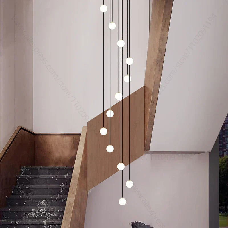 Elegant Led Staircase Chandelier - Illuminate Your Duplex Apartment With Modern Luxury Pendant