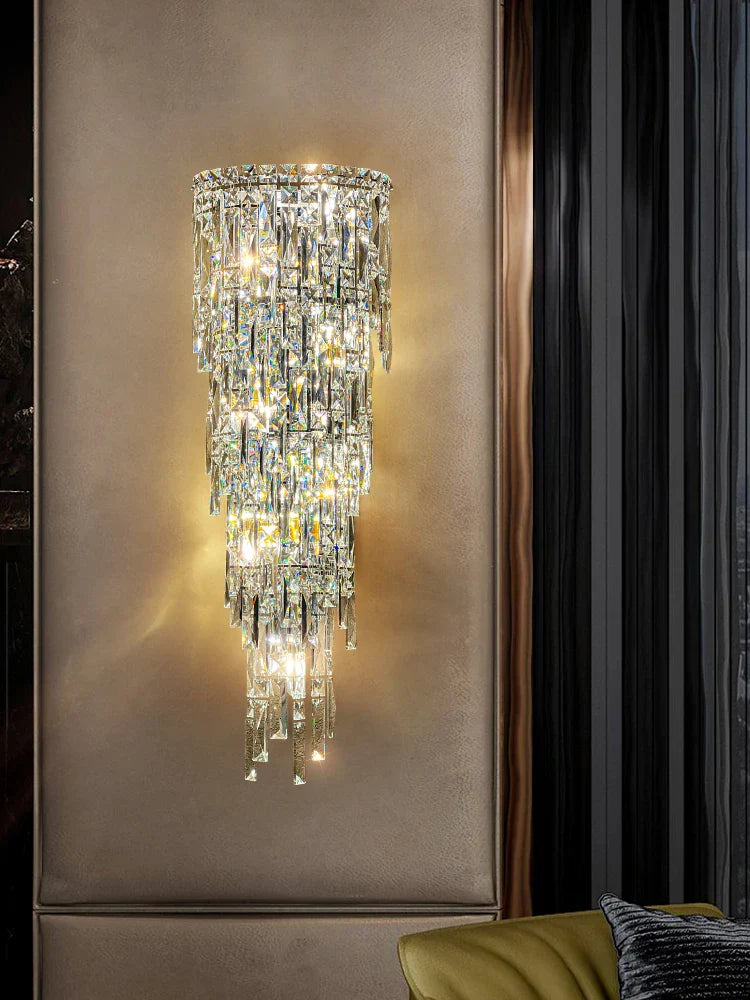 Elena’s Multi - Layer Crystal Pendant Wall Lamp - High - Quality Elegance For Your Living Spaces