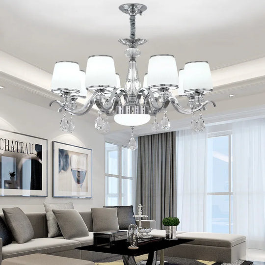 Elegant European Chrome Crystal Chandelier - A Postmodern Simple Fixture For Living Rooms Dining