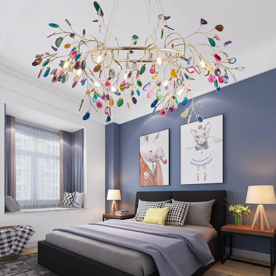 Nordic Colorful Agate Led Ceiling Chandeliers - Illuminate Your Living Dining And Bedroom With