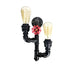 Industrial Metal Valve Double Head Water Pipe Wall Light - Antique Lamp For Kitchen Bedroom And