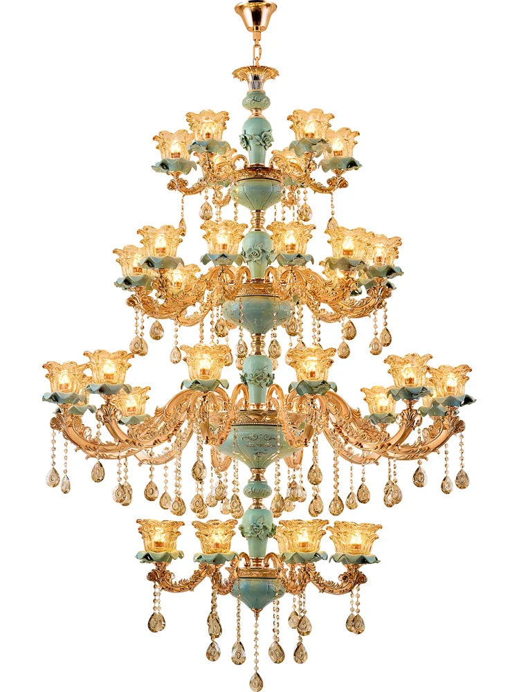 European - Style Duplex Building Chandelier - Elegance For Living Rooms Hotels And Ceramic