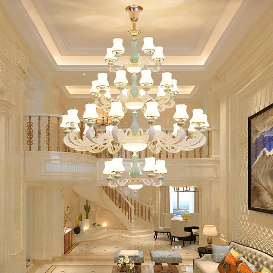 Elegant European - Style Duplex Building Chandelier - Ideal For Villa Living Rooms Grand Halls And