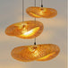 Chinese Handmade Bamboo Pendant Lights - Wicker Rattan Wave Shade Lamps For Restaurant Aisle Tea