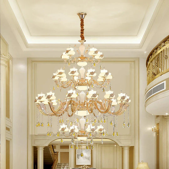 European - Style Duplex Building Large Chandelier - Villa Elegance For Spacious Living And Hotel