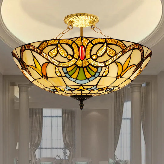 Vintage Mediterranean Tiffany Stained Glass Ceiling Lights - Elegance For Living Rooms Bedrooms