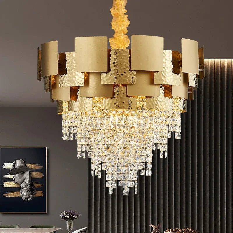 Modern Golden Stainless Steel Chandelier - Elegance For Living And Dining In Villas Duplex