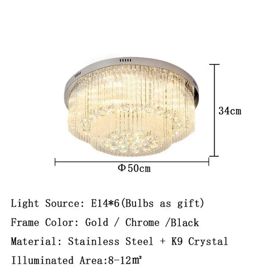 Luxury Chrome Led Ceiling Lights - Modern Elegance For Living Rooms With Crystal Accents Ceiling