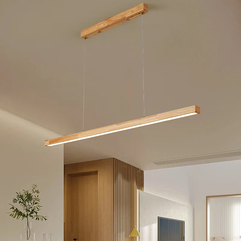 Sleek Wooden Dining Room Chandelier - Modern Minimalist Lighting For Tables Bars And More Pendant