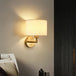 Bedside Wall Lamp With Rotating Spotlight - Modern Fabric Lampshade Reading Sconce For Bedroom Home