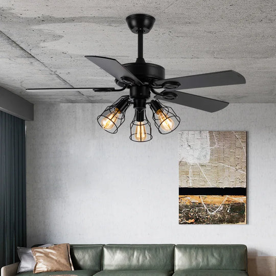 Black Ceiling Fans With Lights Remote Industrial Vintage Postmodern Fan Lamp For Kitchen Island