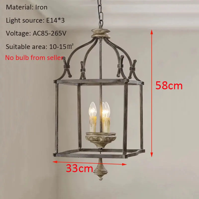 Creative American Iron E14 Chandelier Light Porch Restaurant Kitchen Coffee Shop Bedroom