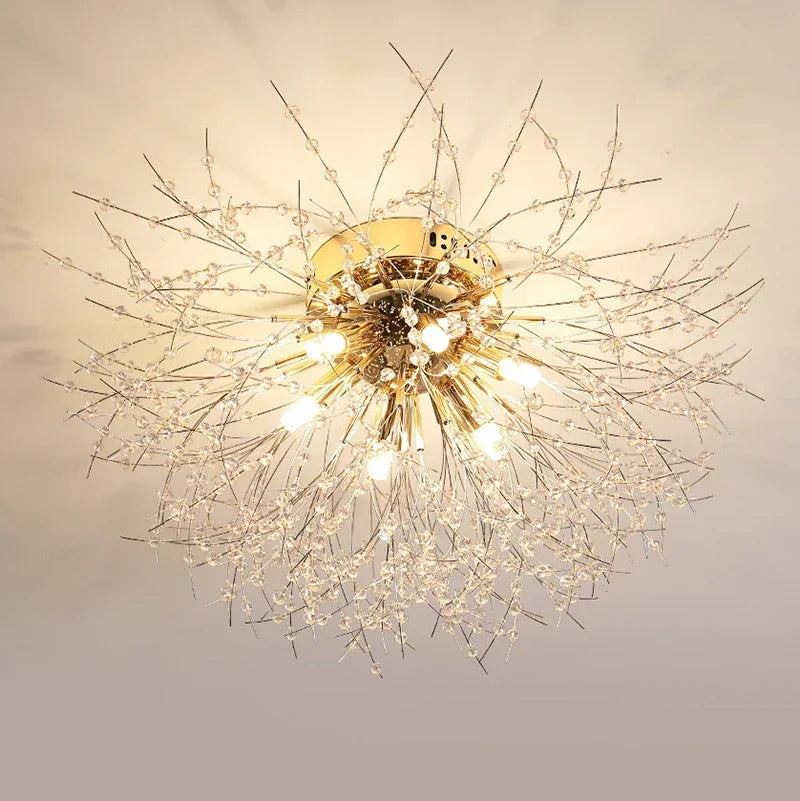 Nordic Dandelion Led Chandelier Ceiling Lamp - Sparkling Ball And Snowflake Lights Perfect For