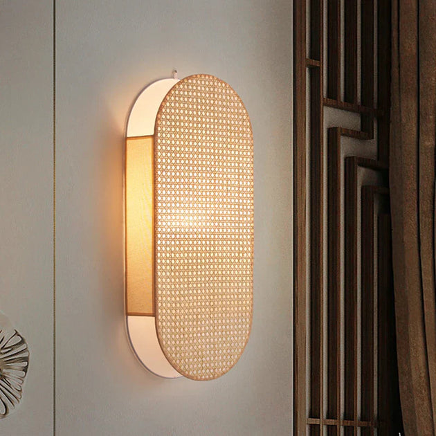 Style Rattan Wall Lamp - Vintage Elegance With Japanese Wabi Sabi Hand - Woven Design Wall Lamp