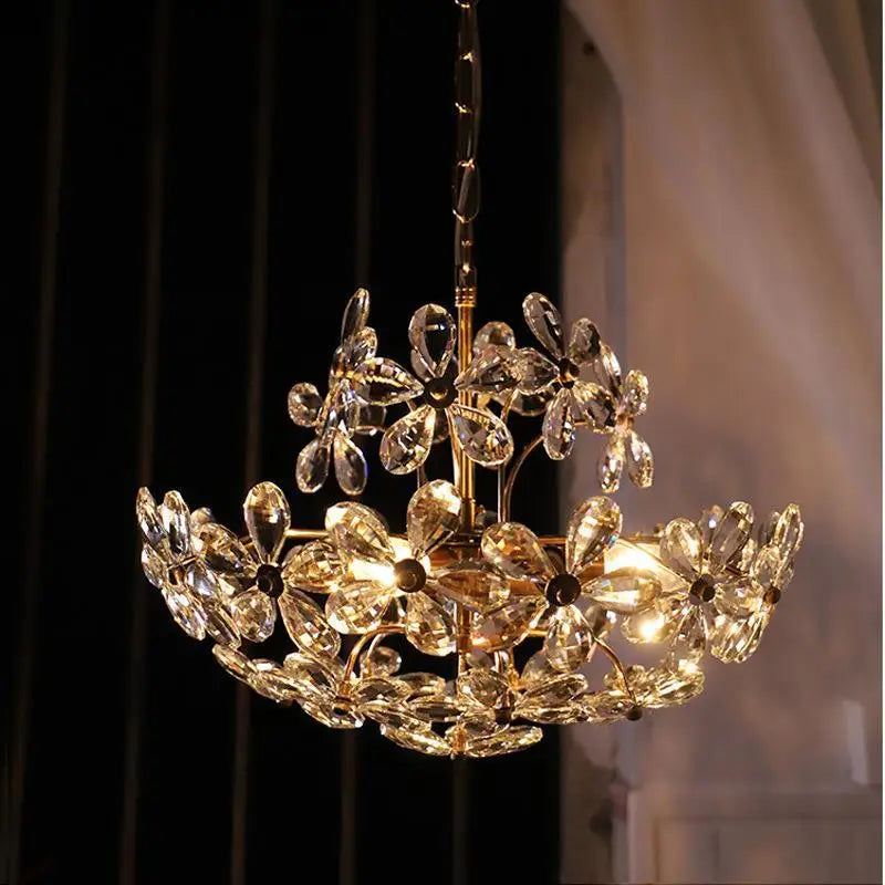 Elegant Crystal Flower Chandelier - New Style Dream With French Pastoral And American Retro Flair