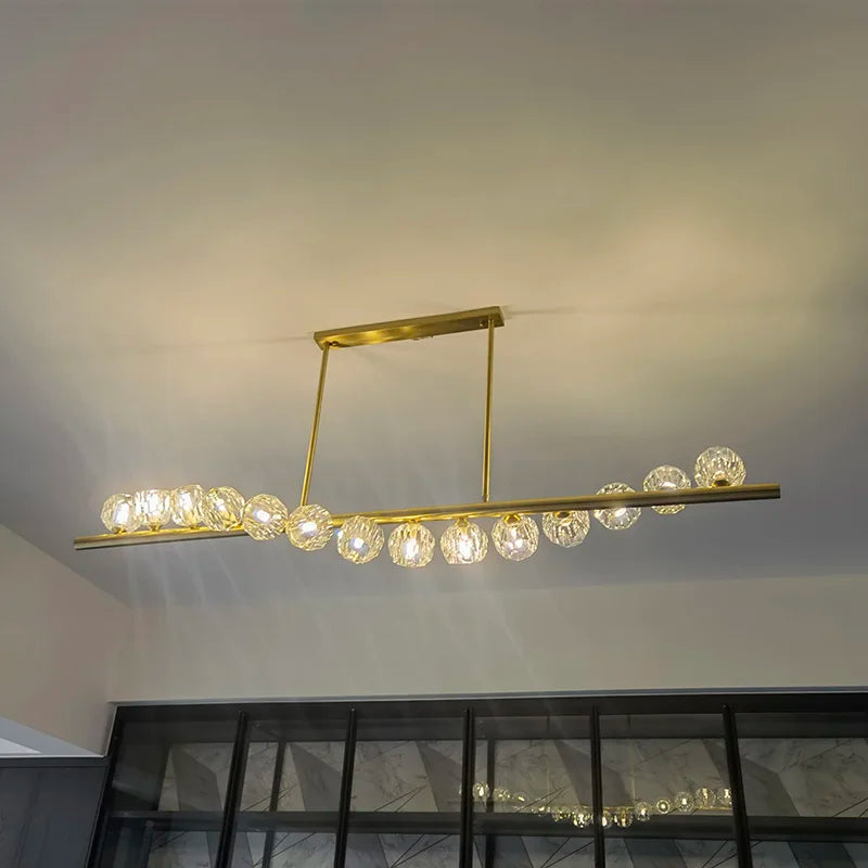 Elegant Rectangle Copper Chandelier - A Luxurious Crystal Light Fixture For Kitchen Islands Hotel