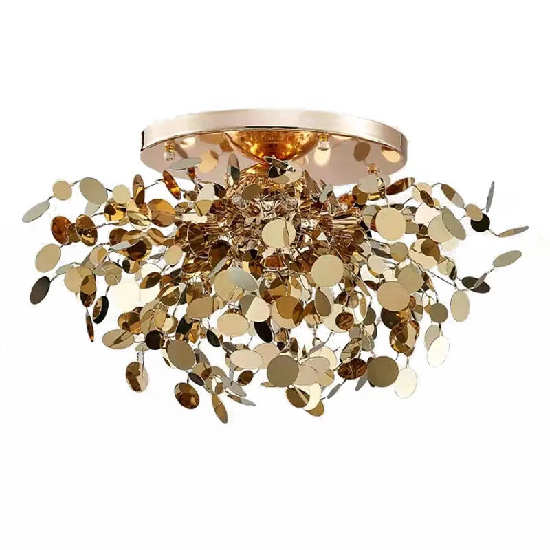 Modern Gold Stainless Steel Ceiling Chandelier - Led Light Fixtures For Bedroom Home Decoration