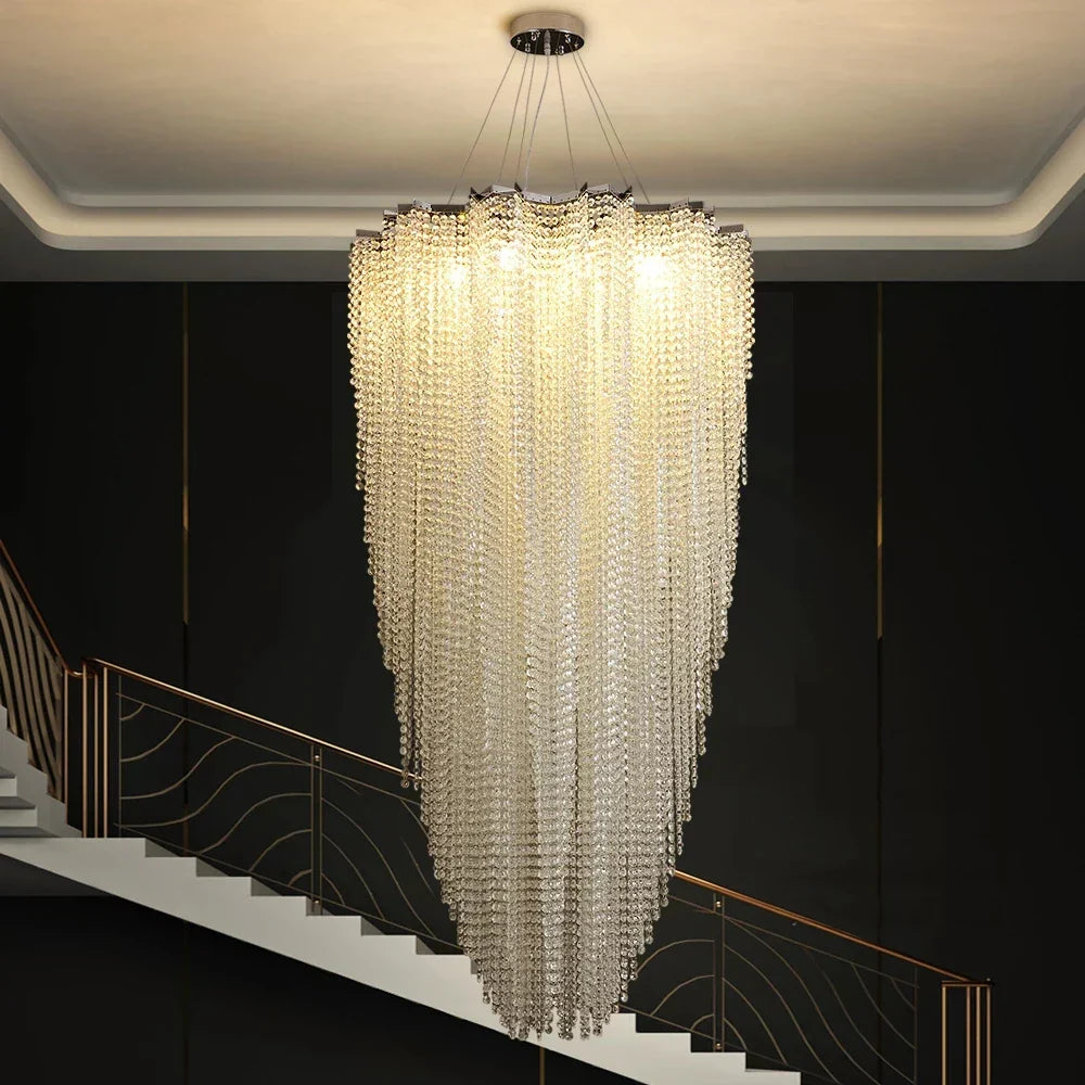 Luxurious Modern Crystal Chain Chandelier - A Dazzling Dining Room Centerpiece With Rectangle