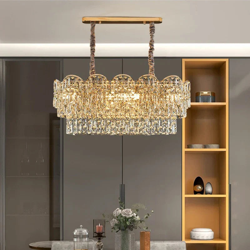 New Design Light Luxury Clean Crystal Chandelier Living Room Lamp Modern Simple Atmosphere Golden